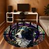 1pc Stained Glass Dog Round Chair mat office Area Rug - Non-Slip, Floor Mat for Office, Bedroom, Ideal home decor gift c0112045