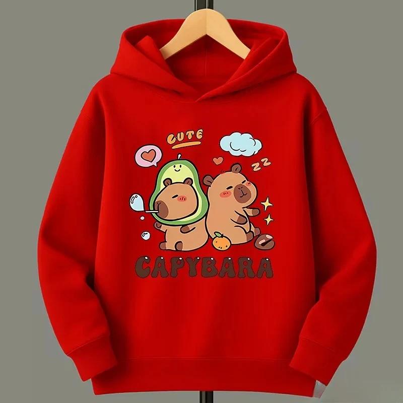 Adorable Capybara-themed Children's Autumn and Winter Clothing,including Warm Sweatersand Hoodiesuitable for Outdoor Activities.