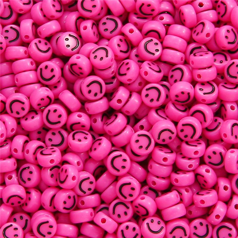 Smiley Face Acrylic Beads, 7mm Round for DIY Kids' Jewelry & Bracelets
