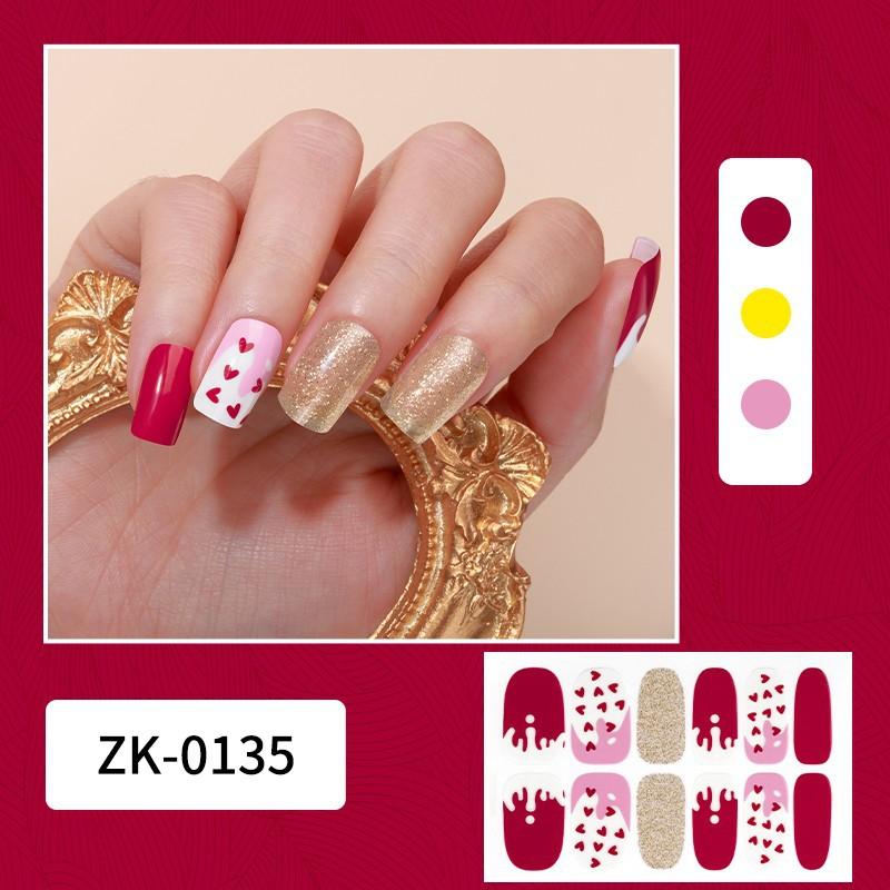 12-finger White No-Bake Nail Decal Fully Coated with Waterproof Long-lasting Nail Patch Simple Wind Nail Polish Adhesive