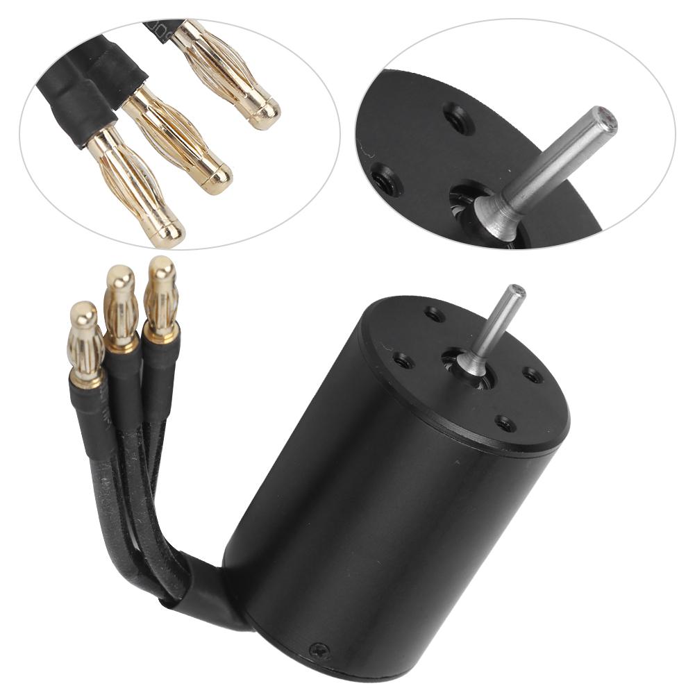 3650 Waterproof 4 Pole NonInductive Brushless Motor Accessory for 1 8 1 10 RC Car (Black)