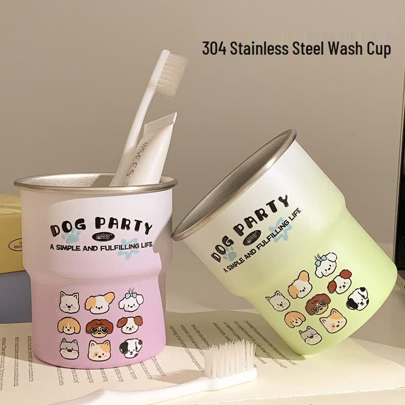 

Jing Xun Cute Dog Family 304 Stainless Steel Rinsing Mug
