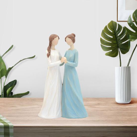 Hand-painted Sister Figurine Best Friends Resin Statue Sculpture Home Office Bookshelf Desktop Decoration Ornament Celebrating Friendship Gift