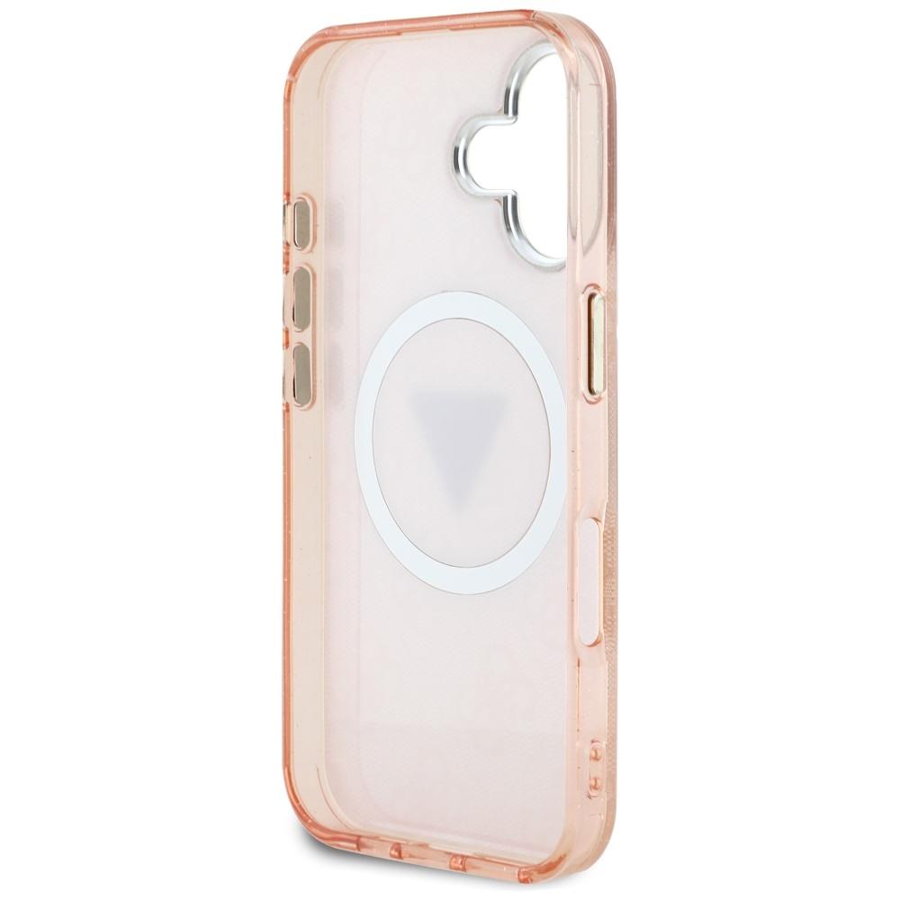 Etui Guess Iml Metal Glitter 4G Circle   Triangle Magsafe Do Iphone 16 Różowy