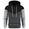 Mens Casual Hoodies Patchwork Drawstring Long Sleeve  Sweatshirt Lightweight Winter Fall Fleece Top With Hood