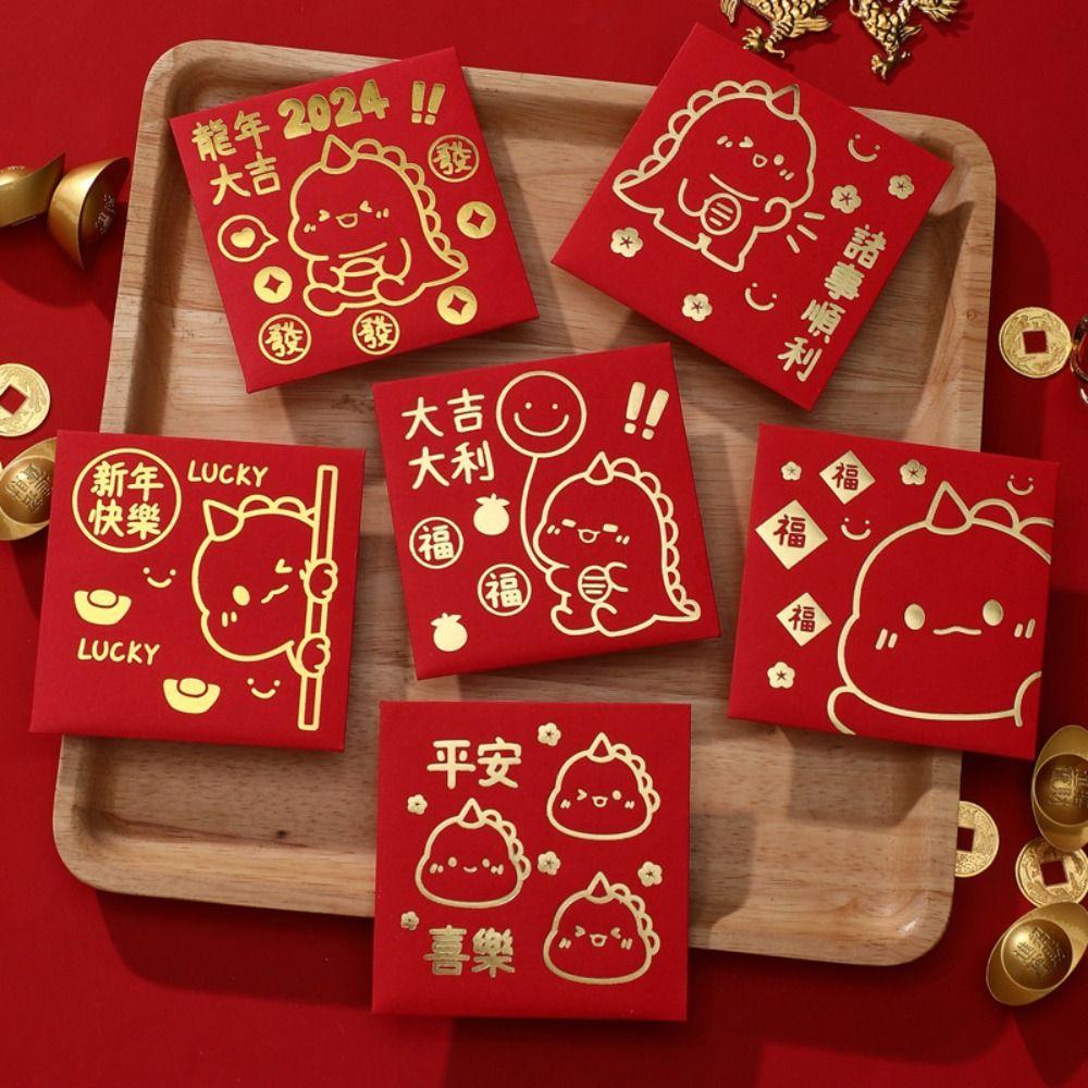 

Сумка для денег на удачу, карман для денег, 2024, новогодний пакет, сумка для благословения, 6 шт./компл., красный конверт, новогодние подарки 8.9x8.9cm-5(6pcs)