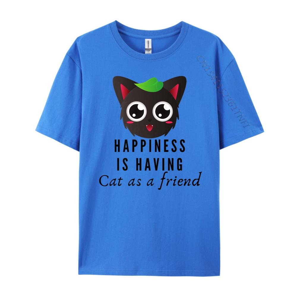Happiness Is Having Cat Cat Black T Shirt T-Shirt Print XS Graphic T Shirts Men's Shirts Printing