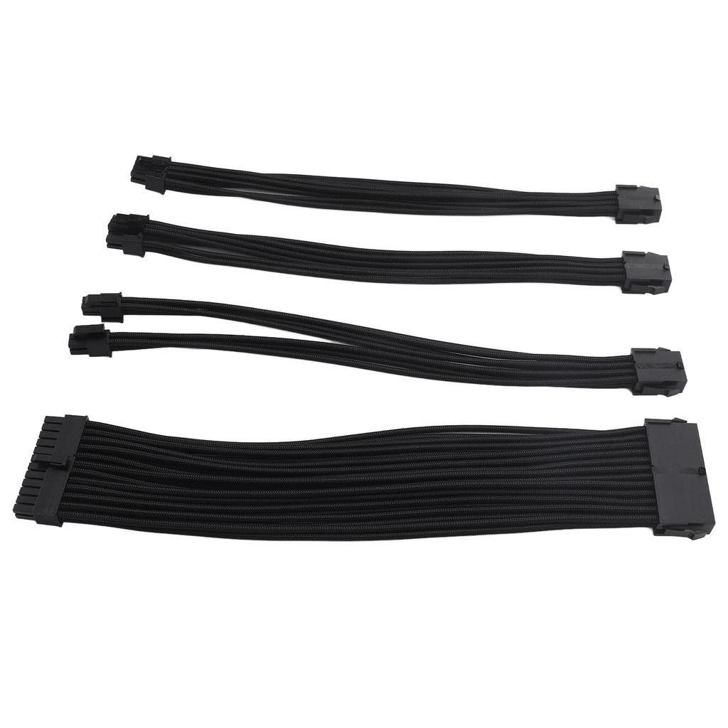 4PCS 18AWG PSU Cable Extension Power Cords 30cm Nylon Sleeved 24 Pin ATX 4+4Pin CPU 6+2Pin PCIE GPU Power Supply