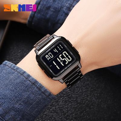 Quadratische elektronische Uhr aus Metall mit Stahlgürtel für Herren mit Digitalanzeige, elektronische Uhr von Guangdong