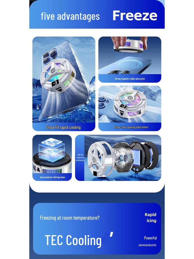 X76 Mobile Cooler: Digital Display, 3-Speed, Semiconductor Ice-Cooling for Gaming and Streaming
