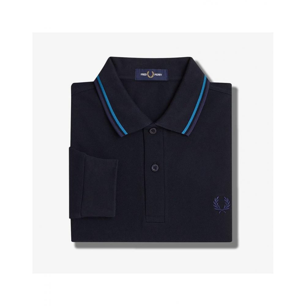 

Long Sleeve Twin Tip Fred Perry Shirt Navy Ocean Dark Carbon Afpm2433636 W86 M