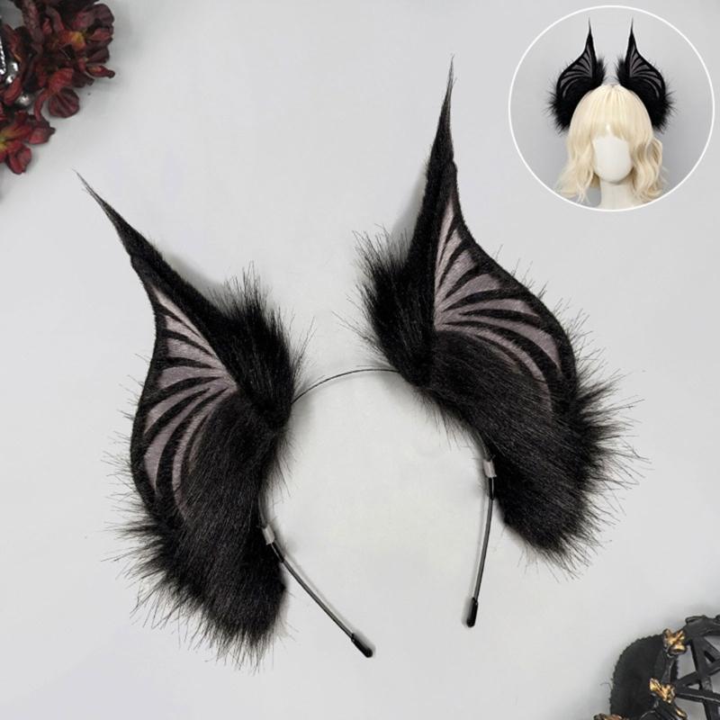 Gothic Bat Creature Ears Headpiece Cosplay Plush Hair Hoop Props For Role Play And Costume Event LARP