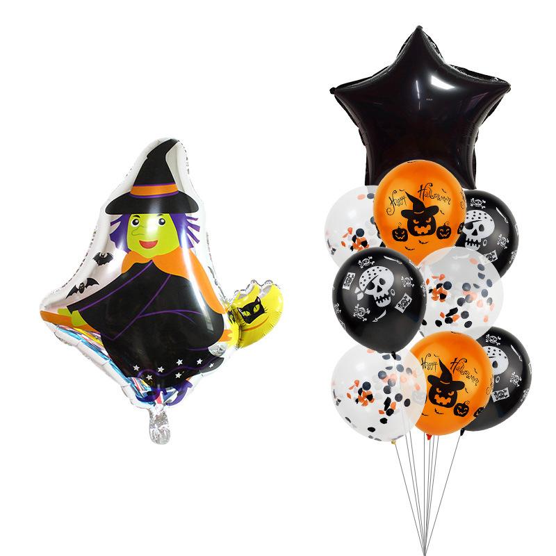 

Хэллоуин хэллоуин набор воздушных шаров голова тыквы летучая мышь ведьма череп латекс фольга шар Witch balloon bundle