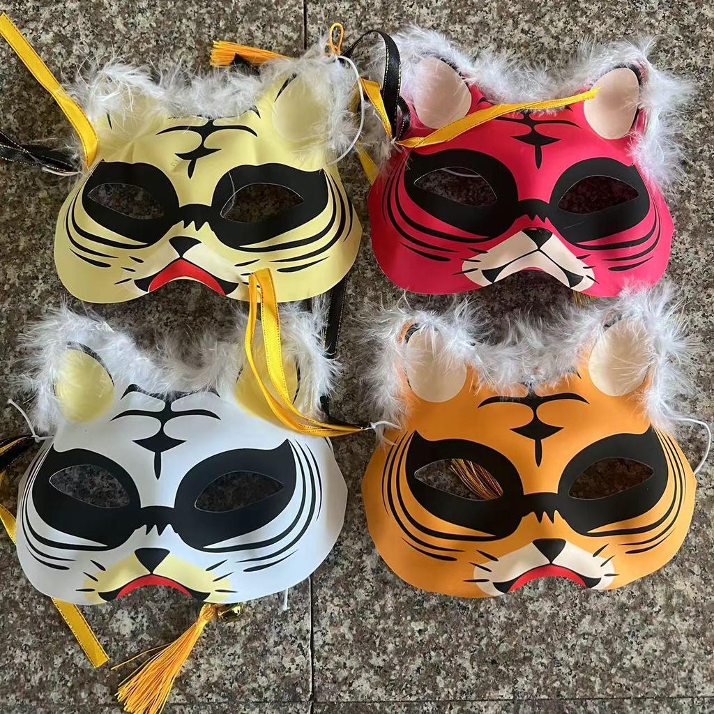 Neue leuchtende alte japanische Stil Halbgesichts Kinder Anime Fuchsmaske für Halloween