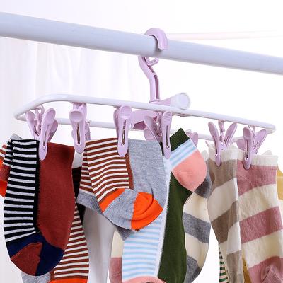 12-clip Foldable Plastic Clothes Drying Rack, Multi-clip Anti-slip Clothes Rack, Underwear, Socks, Children's Small Clothes Rack