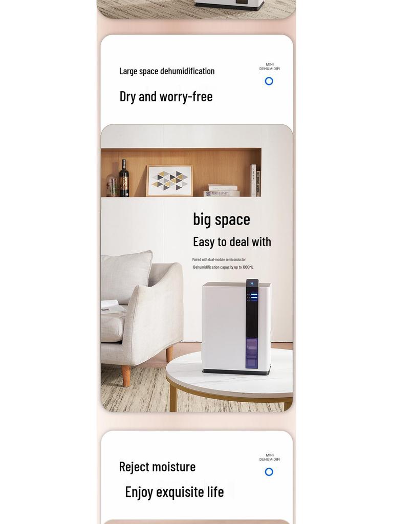 3L Dual-Core Mini Dehumidifier for Home, Bedroom, Dorm - 24/7 Moisture Absorber and Air Purifier