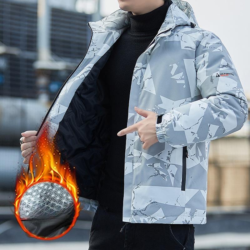 Chaqueta Casual de Otoño e Invierno para Hombre Chaqueta Deportiva para Hombre con Capucha Desmontable para Exteriores Chaqueta Cortavientos Impermeable para Hombre
