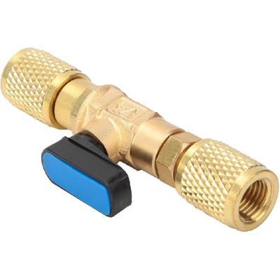 1/4 Inch Brass Refrigeration Ball Valve - Dual Female Thread (G1/4) AC Refrigerant Ball Valve Adapter,Heavy Duty Shut-Off Ball Valve Adapter, Flared