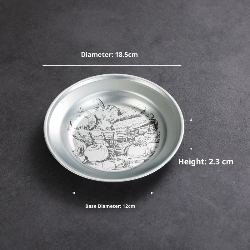 

Retro Storage Tray Round Tinplate Desktop Disc Fruit Snack Pastry Plate Dessert Candy Dish Household Kitchen Food Storage Tools