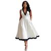 Elegant Color Block High-Waisted Women's Banquet Dress