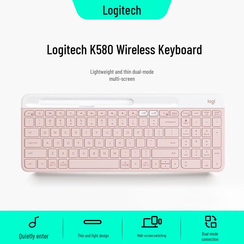 Logitech K580 Wireless Bluetooth Ultra-Thin Silent Keyboard