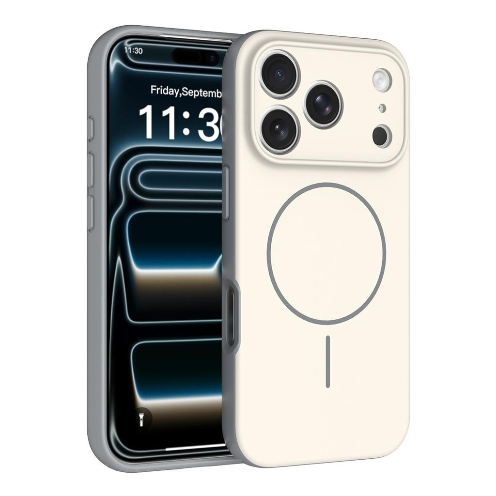 Suitable for 17pm mobile phone case, simple and advanced magnetic attraction, Apple 16 skin feeling pc + tpu anti-drop mobile phone case with lanyard.