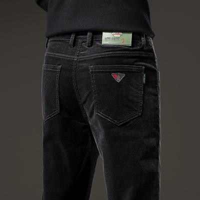 2024 Spring And Autumn Men'S Thick Corduroy Pants With Velvet, Straight Tube Business Outerwear, Velvet Casual Pants