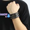 European & American Punk Leather Bracelet with Exaggerated Rivets & Crown Design