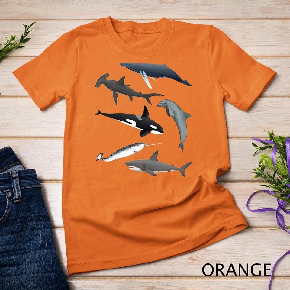 Orca Whale Shark Narwhal Dolphin Sea Creatures Unisex T-shirt 6 4XL