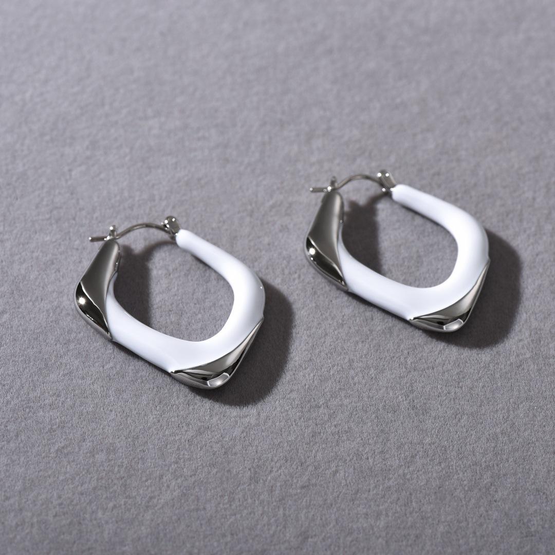 

Original Design Copper Platinum Plated Premium Drop Glaze Retro Ear Buckle Earrings Fashion Personality Unique Trend Earrings