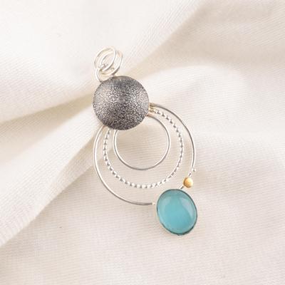 Blauwe Kattenoog Edelsteen Hanger, 925 Sterling Zilveren Hanger Sieraden, Handgemaakte Sieraden Hanger, Balancerende Sieraden Cadeau Voor Vrouwen