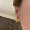 French Vintage Gold Color Textured Earrings for Women Stainless Steel Teardrop Chunky Hoop Earrings Statement Jewelry New Trend