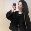 Korean Petite High-Waisted Wool Coat - Pink Short Jacket for Autumn/Winter