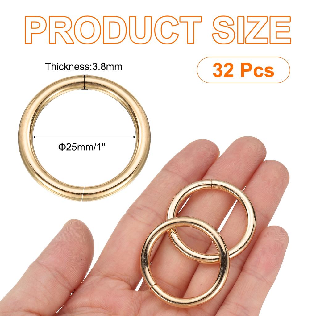 32pcs O Ring Buckle Zinc Alloy Opening O-Rings Clasp Clips for Crafts Keyrings Bags Straps Belts DIY Accessories
