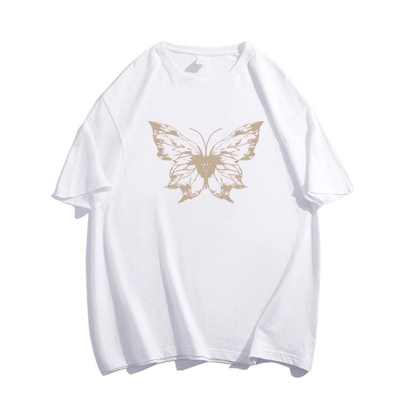 Cotton heavy shoulder short-sleeved t-shirt women's summer new American high-end Hong Kong-style chic half-sleeved