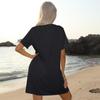Women's Summer Casual V-neck Color Short Sleeved Shirt Dress Beach Skirt