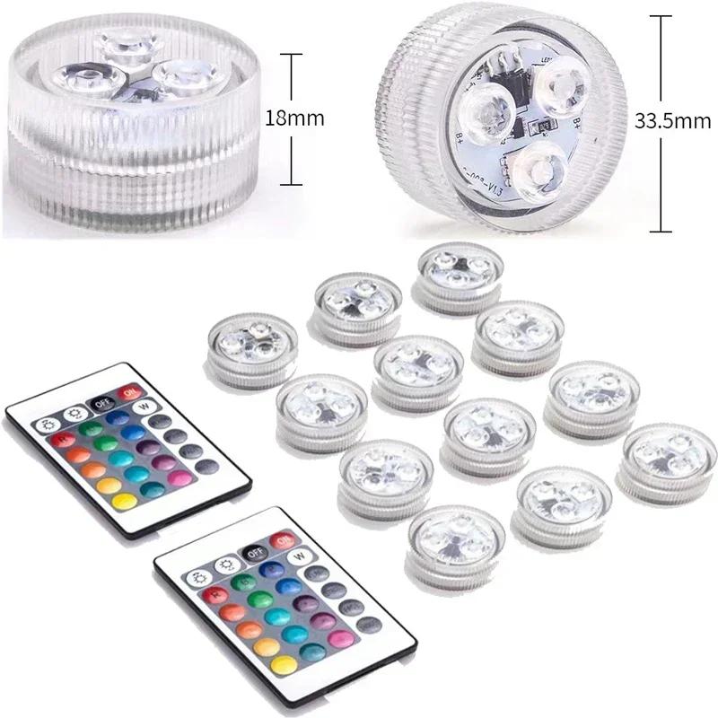Submersible LED Lights, 8 Packs Upgraded Ponds Underwater 16 RGB Color Gradient, Hot Tub Decor, IP68 Waterproof