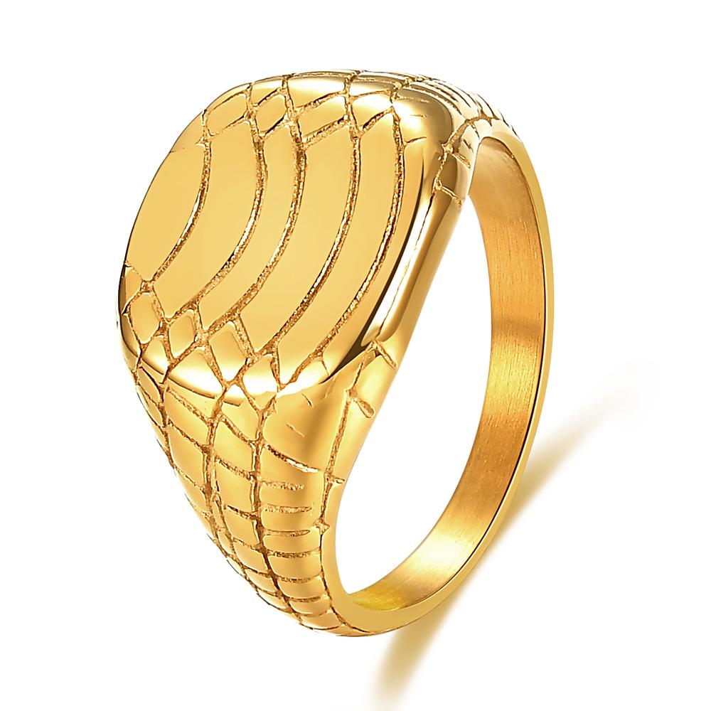New Retro Stainless Steel Rings for Women Men Irregular Cracked Wide Ring Gold-plated Jewelry Party Wedding Gift Wholesale