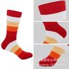 Men's Plus Size Striped Cotton Socks - Rainbow, Thick, Anti-Odor, Mid-Calf Length, European & American Style.