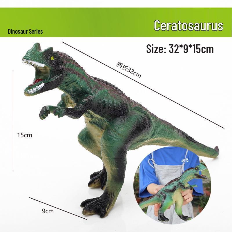 Soft Rubber Dinosaur Toys: Tyrannosaurus Rex & Triceratops Simulation Models