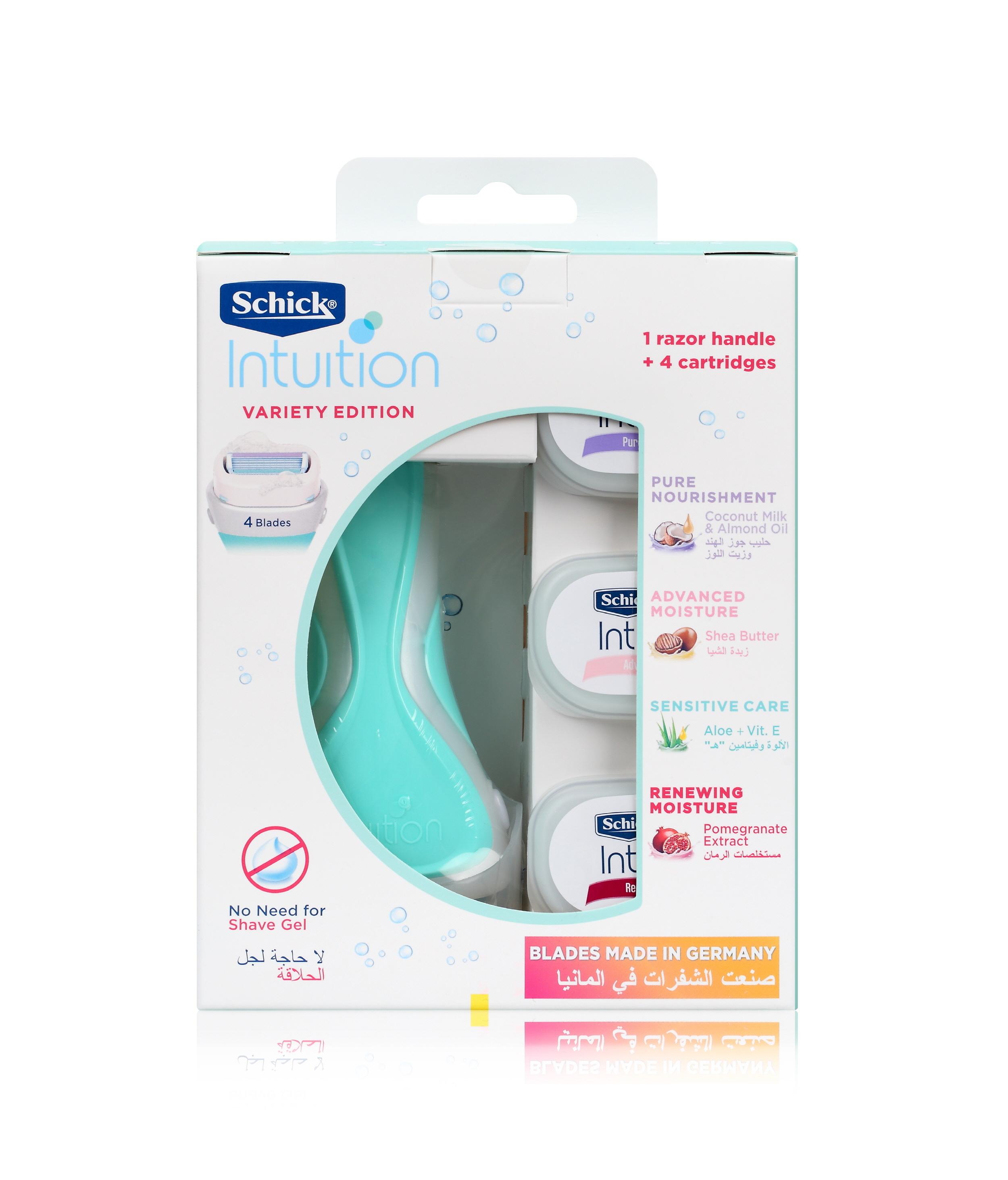 

Schick Intuition Variety Razor Plan 3-Piece Selection (Blade + 4-Blade) Green hair removal machine