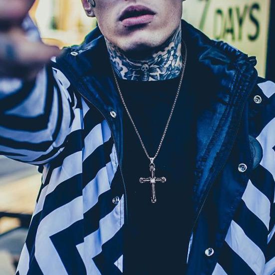 Bărbați Vintage titan oțel Isus Cruce pandantiv lanț colier petrecere bijuterii cadou