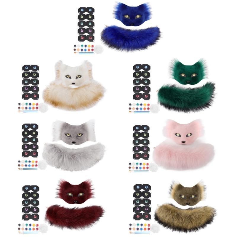 Flexible Mask With Plush Tail DIY Crafting Supply Costume Accessory For Costume And Creative Dressing Up Event