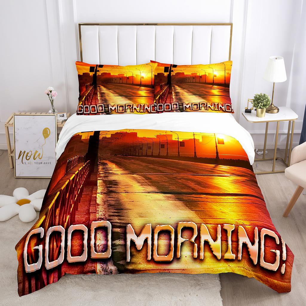 Buon Mattino Set Copripiumino Stampa 3D Pane Caffè Colazione Poliestere Copripiumino King Queen Matrimoniale per Set Letto Adolescenti