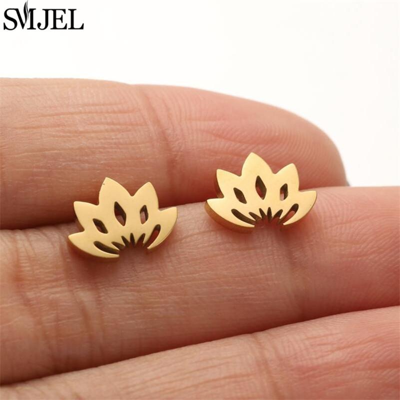 

Golden Stainless Steel Earrings for Women Minimalist Leaf Skull Cat Butterfly Bee Earings Fashion Jewelry Heart Music Ear Studs Gold Earrings