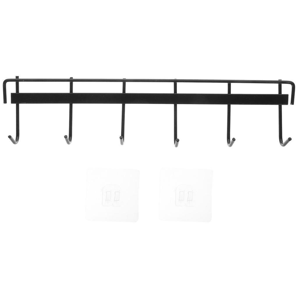 6-Hook Wall Rack Traceless Adhesive Kitchen Utensil Hanger Multipurpose Storage Organizer for Kitchen Bathroom Bedroom