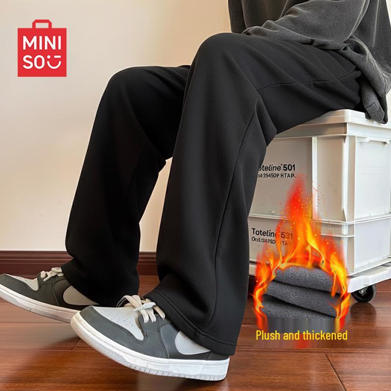MINISO Men s Fleece-Lined Straight-Leg Sweatpants L
