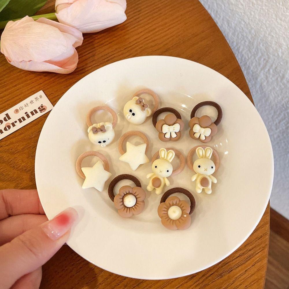 

10 шт., веревка для волос в виде медведя, кролика, симпатичная эластичная резинка для волос, детский головной убор, кольцо для волос B