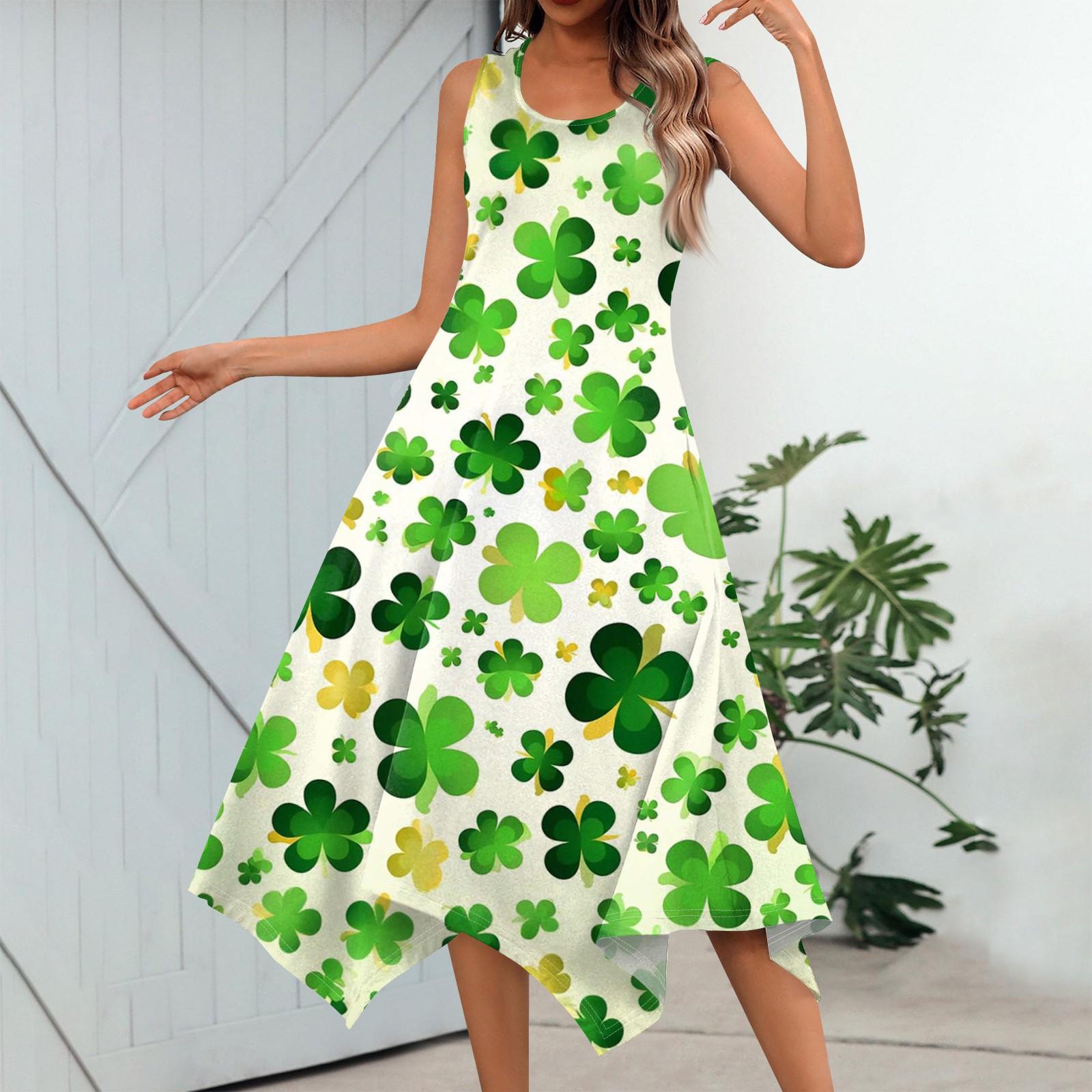 

Жіноча повсякденна модна сукня міді без рукавів із нерівним подолом і круглим вирізом S