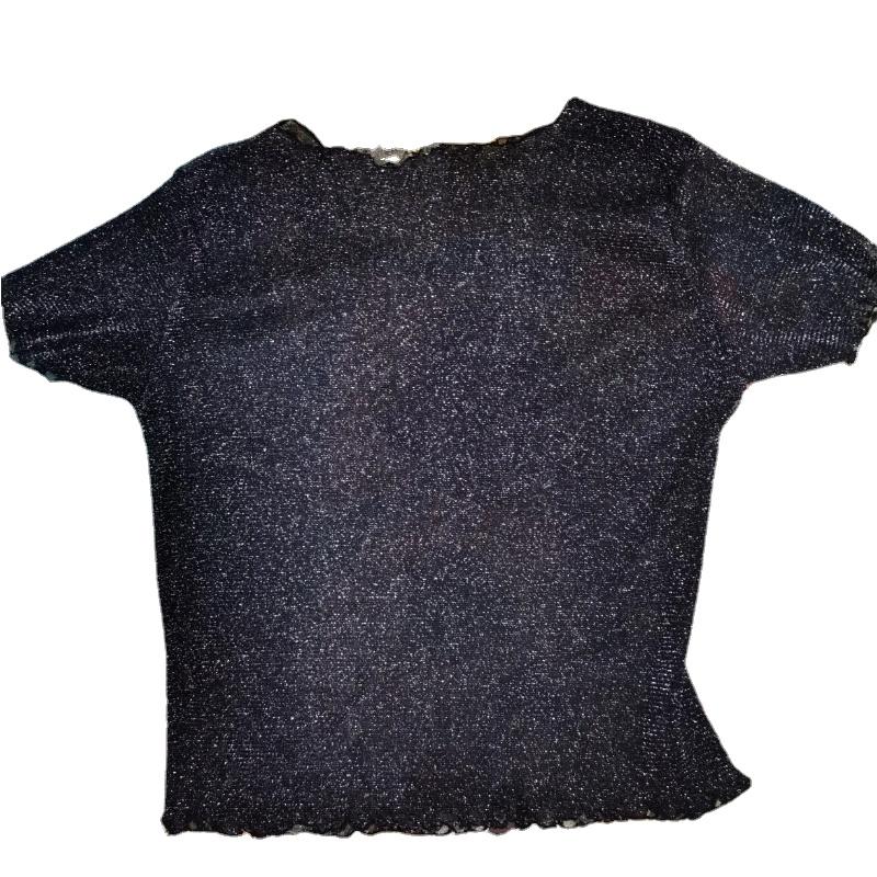 Sheer Short Sleeve Mesh Top Women's Thin Transparent Bottoming Shirt